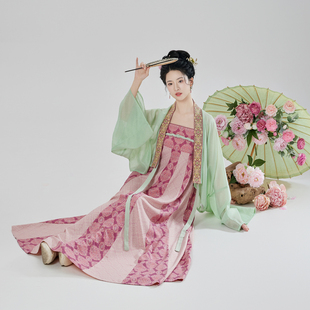 织造司[沐瑶]汉元素汉服法门寺披衫改良齐胸吊带连衣裙女十六破裙