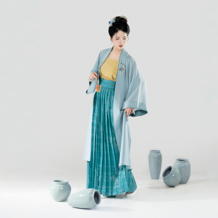 原创日常宋制轻汉服褙子宋抹吊带一片式 半身百褶裙 冰心壶 织造司