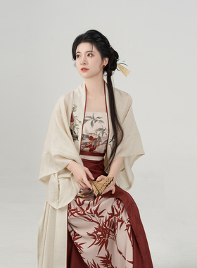 织造司荔香晚鹊原创绝美汉服宋制改良旋裙长干寺抹胸内衣女三件套