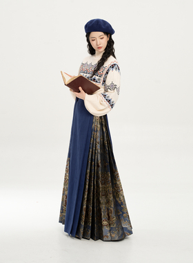 织造司×敦煌当代美术馆联名[琵琶乐]半高领毛衣马面裙半身裙套装