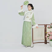 女2025新款 织造司 绣花马甲旗袍连衣裙子秋冬套装 新中式 琼花玉瓶