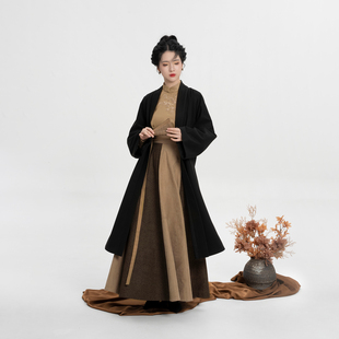 国风立领衬衫 原创新中式 汉服八破裙百搭国风大衣 泠竹褐松 织造司
