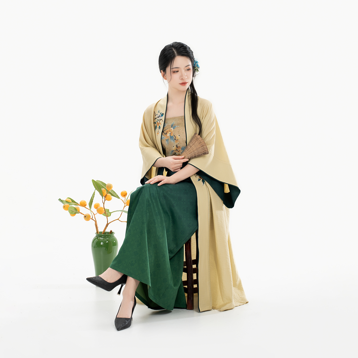 织造司[枇杷]原创宋制汉服万针密绣长干寺古画吊带抹胸一片式旋裙