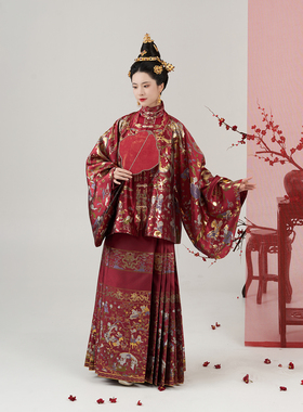 织造司[永永其祥]华彩东方秀款方领袄子对襟衫马面裙订婚服敬酒服