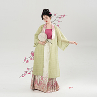 滿晴波織造司原創(chuàng)明制漢服合領(lǐng)半壁吊帶宋抹織金馬面裙套裝女夏季
