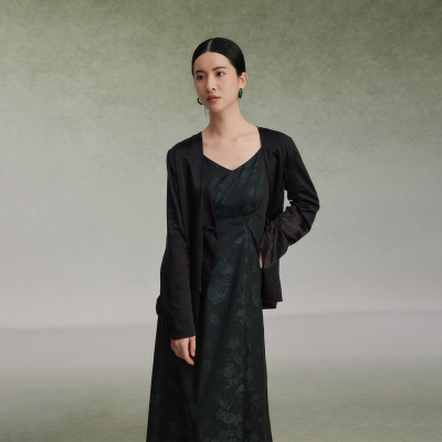 新中式暗纹提花西装短外套