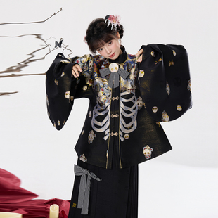 织造司[蛇骨百合]明制汉服方领半袖琵琶袖短袄马面裙套装2026新款