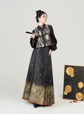 金花玉镜织造司明制汉服改良方领比甲立领衬衫仿妆花织金马面裙女