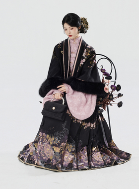 织造司[夜莺海棠]原创明制汉服对襟披袄立领琵琶袖马面裙冬季套装