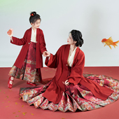 有余织造司原创明制汉服飞机袖 上衣织金马面裙女过年红色呢子大衣