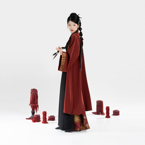 织造司[圣烛]原创宋制汉服长褙子大衣吊带宋抹妆花织金改良三裥裙