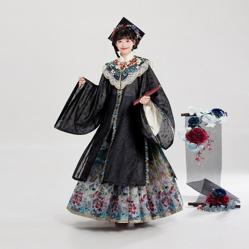 织造司[一鹭繁花]明制汉服学士服云肩对襟大袖衫立领琵琶袖马面裙