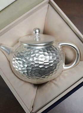 鎏银茶杯茶具银壶999纯银泡茶壶 轻奢银茶杯家用功夫茶具一壶二杯