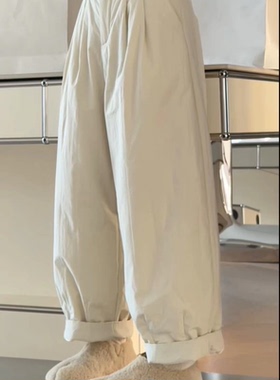 秒发诗歌兰女装2025冬款 58771简约小众慵懒松紧腰休闲裤九分棉裤