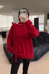 诗歌兰女装2025冬季新 50655温柔知性优雅围脖两件套圆领毛衣女