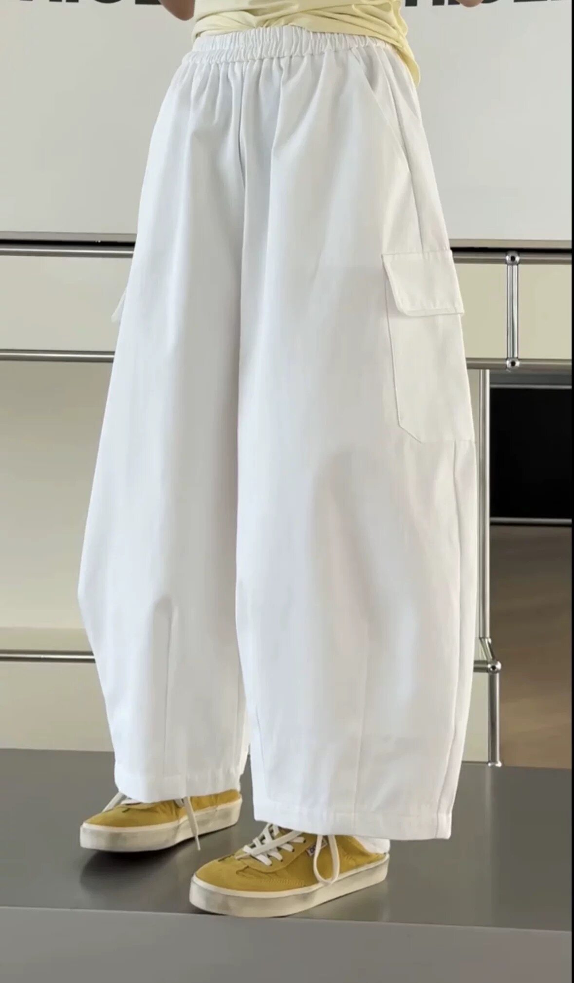 诗歌兰女装2026春款 9024简约韩系潮流松紧腰休闲裤口袋工装裤女