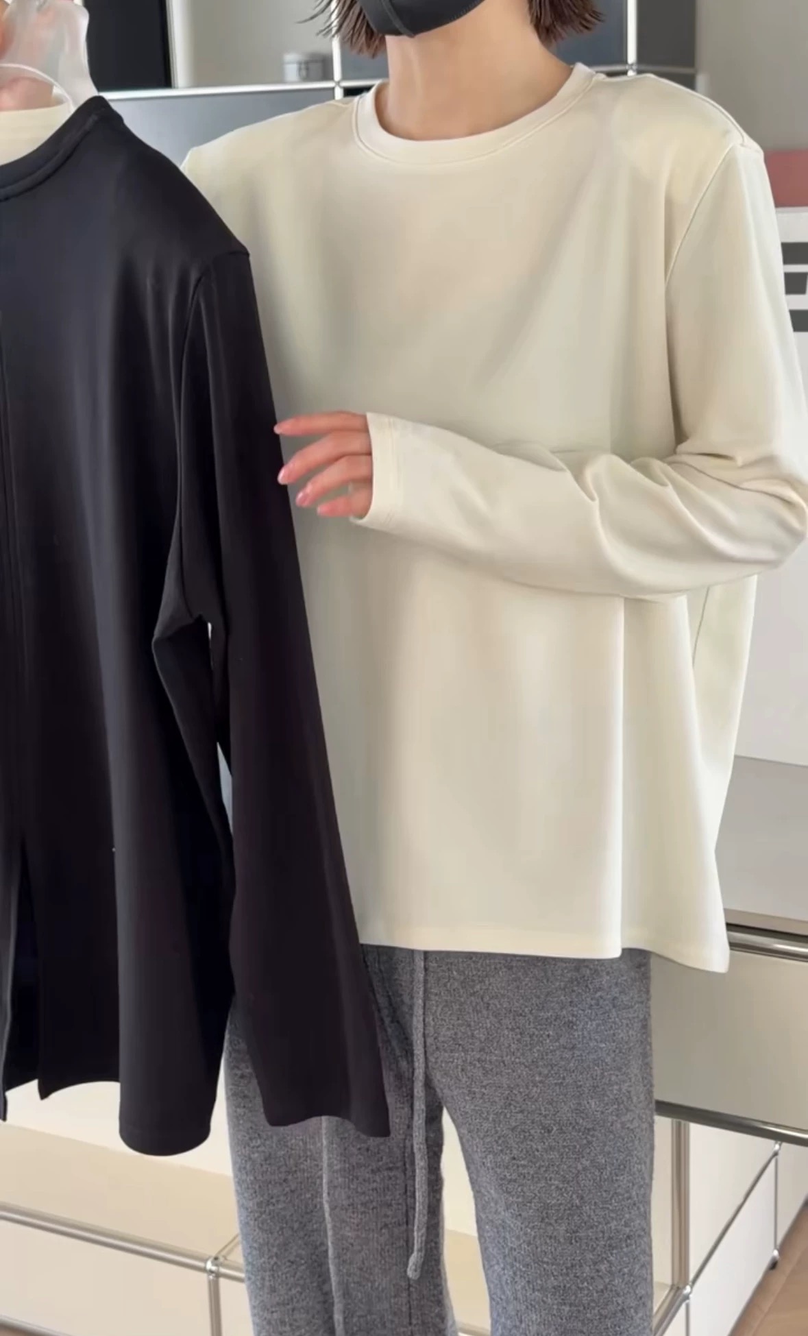 诗歌兰女装2015冬款 58500极简休闲知性垫肩T恤磨毛开衩打底衫