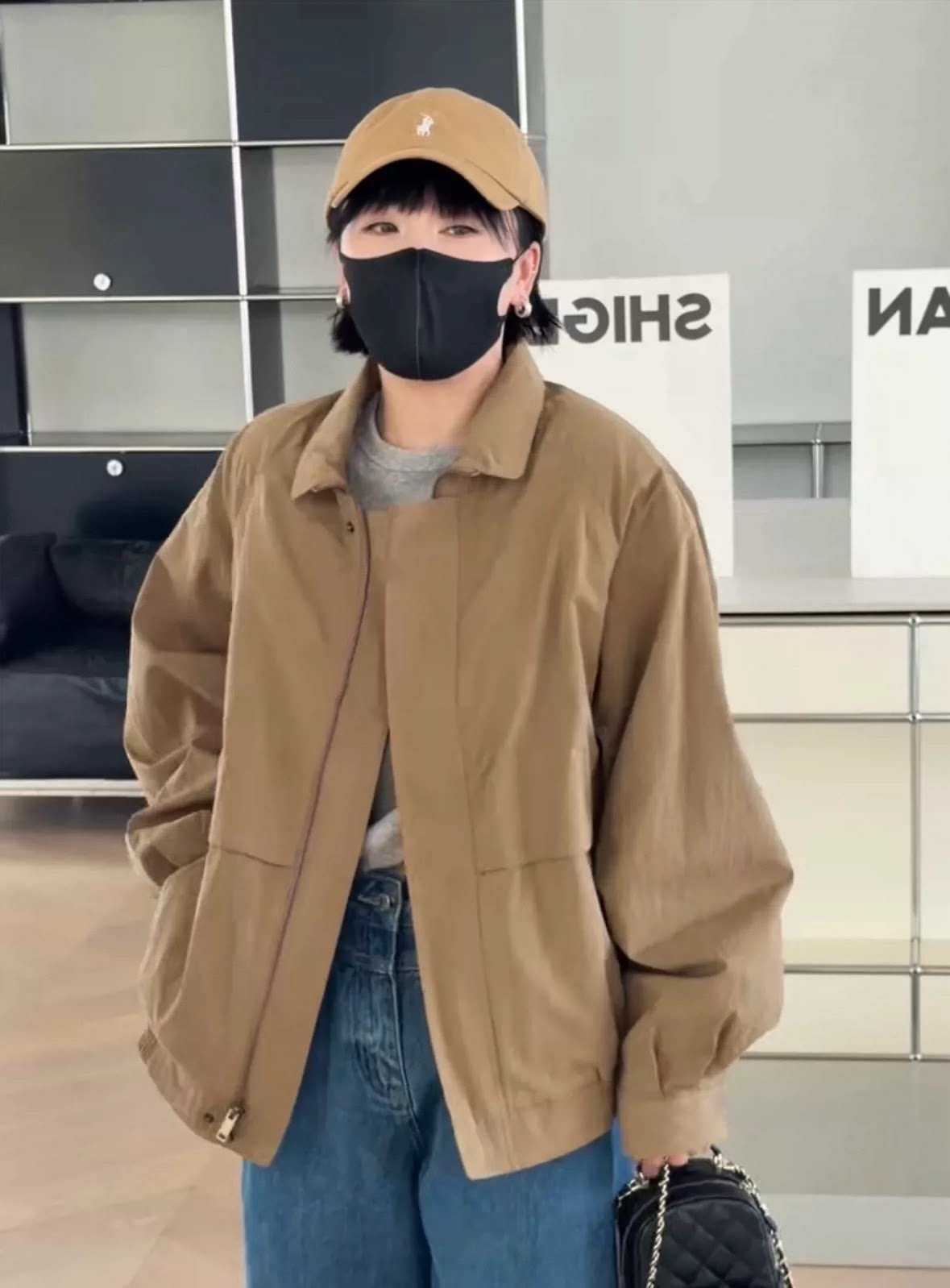 诗歌兰女装2026春款 58393中性风复古慵懒休闲夹克衫拉链外套女