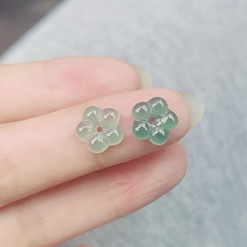 天然翡翠a货蓝水五瓣花国风款DIY时尚百搭玉石花片挂件饰品配饰