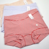 黛丝少女舒适莫代尔棉女士内裤 条纹纯色平角 中高腰大版 平脚裤 短裤