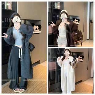 WITHMXBOOM灰灰家软糯毛衣针织外套女2026早秋新款气质中长