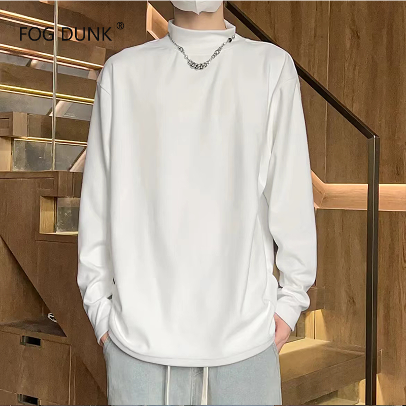 FOG DUNK秋冬德绒高领打底衫纯色t恤男百搭宽松韩版休闲保暖上衣