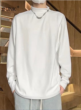 FOG DUNK秋冬德绒高领打底衫纯色t恤男百搭宽松韩版休闲保暖上衣