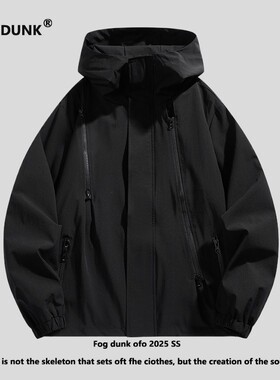 FOG DUNK春秋季多口袋冲锋衣外套男潮牌户外工装男女同款休闲夹克