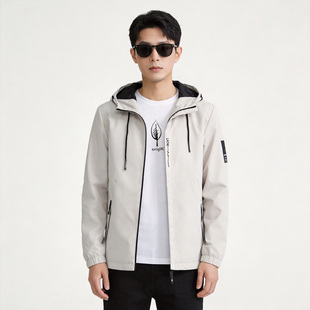 新款 休闲士休半回搞绕级感春装 男士 时尚 上衣 夹克外套青年韩版 春季