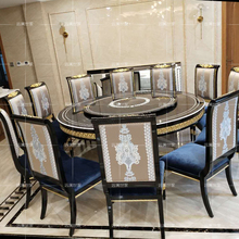 欧式实木桌新户古典1椅定.5米金箔圆餐台大型餐厅一餐桌六组合制