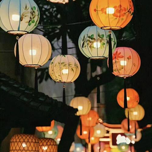 景点灯笼现代弹力布圆型发光