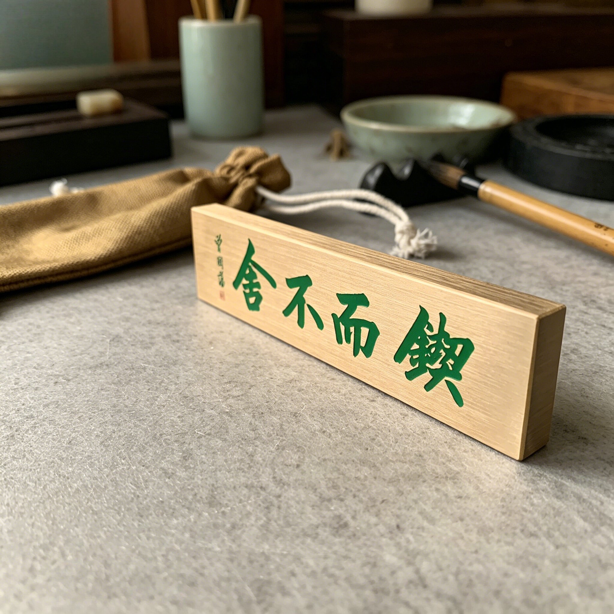 曾国藩作品锲而不舍刻黄铜镇纸实心黄铜文创书法桌面摆件