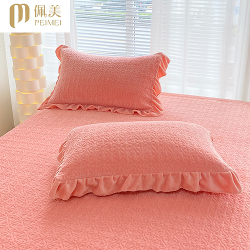 新款牛奶绒夹棉枕套一对装