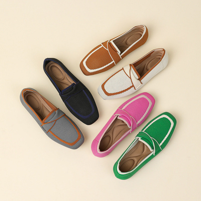 2026妃鞋单鞋女方头平底浅口飞织平底编织鞋一脚蹬大码豆豆鞋女,女鞋,时尚休闲鞋,淘宝优惠券,粉丝福利购,淘宝优惠卷