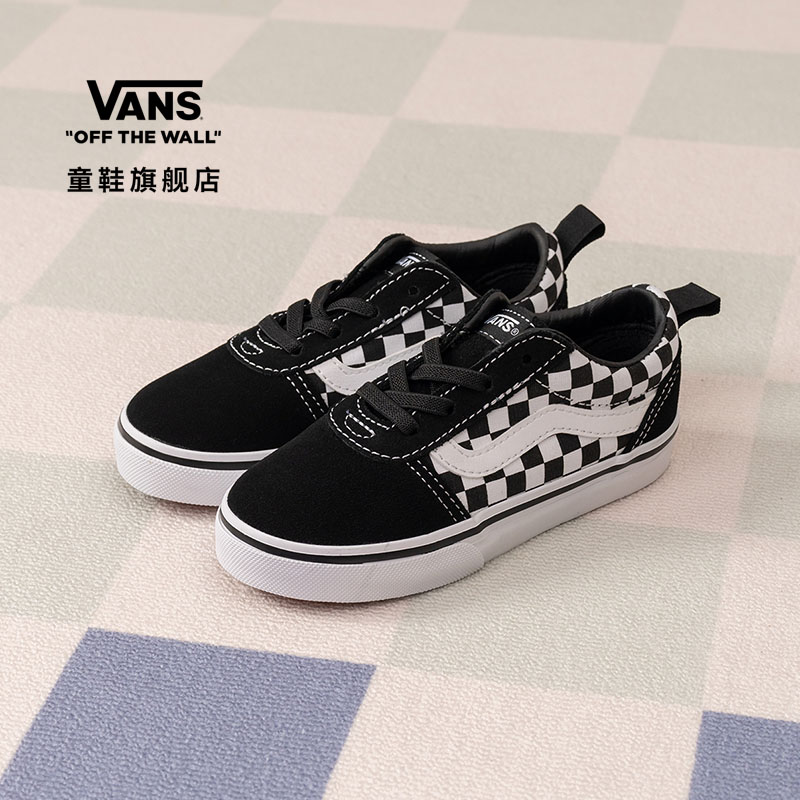vans预售范斯官方小童棋盘格板鞋