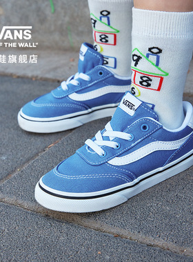 Vans范斯童鞋官方 Brooklyn LS Slip-On蓝色一脚蹬小童板鞋