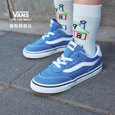 Vans范斯童鞋官方 Brooklyn LS Slip-On蓝色一脚蹬小童板鞋