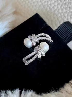 铜戒指绑结珠珠戒指气质轻奢