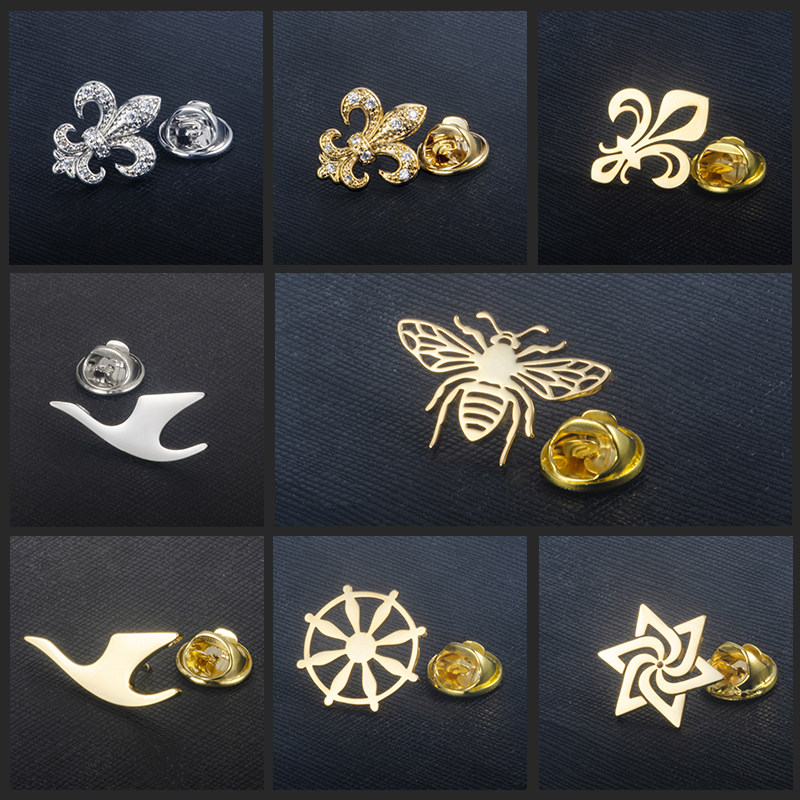 帅朗鸢尾花胸针镀金胸花领口胸花