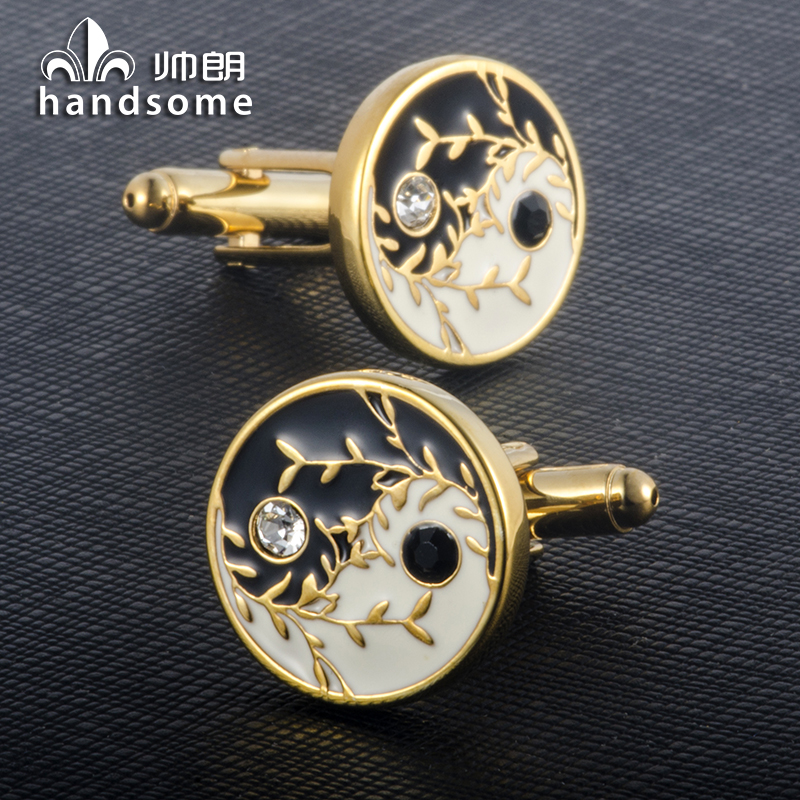 镀金中国风男士袖扣送礼盒装