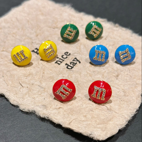 多彩M豆耳钉女时尚精致耳夹简约