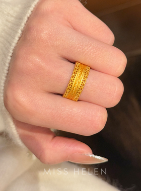 3/23 20点新品95折 花丝腰缠万贯沙金戒指经典简约设计百搭轻奢