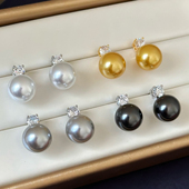 王妃仿珍珠水晶无耳洞耳夹通勤耳环耳钉简约戴妃施家耳饰高级简约