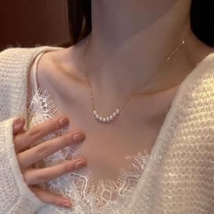 MISS HELEN「微笑」天然珍珠925银项链女锁骨链气质通勤精致颈链