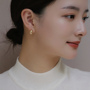春夏金属豆豆豆子无耳洞硅胶耳夹白金金色镀金耳钉通勤轻奢女耳饰