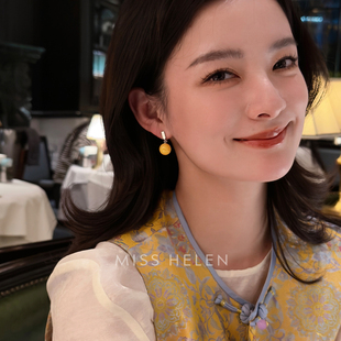 MISS 天然蜜蜡耳钉女无耳洞耳夹气质百搭简约设计通勤 HELEN素暖