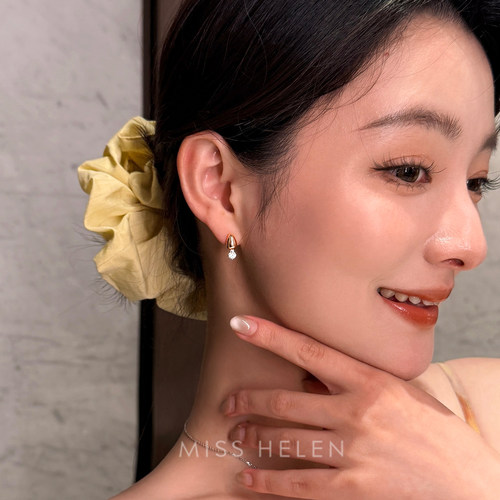 MISS HELEN 小水滴耳钉高级气质蚊香盘耳夹女耳环轻奢高级感礼物