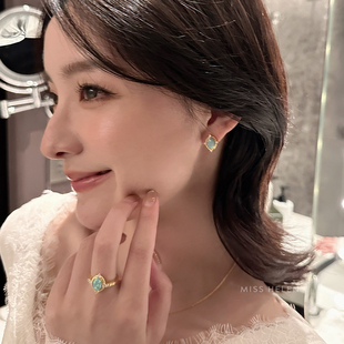 Miss Helen油彩欧泊耳夹女耳环独特小众耳钉春夏耳饰2025超火耳环