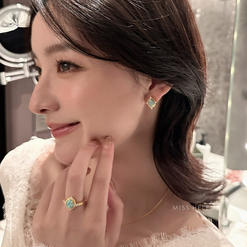 Miss Helen油彩欧泊耳夹女耳环独特小众耳钉春夏耳饰2025超火耳环