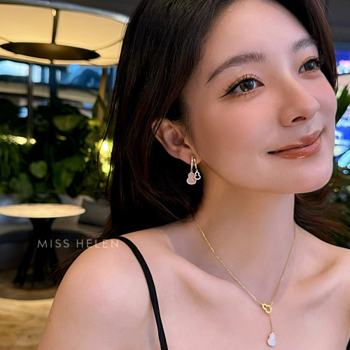 白粉母贝葫芦耳夹女银针耳钉